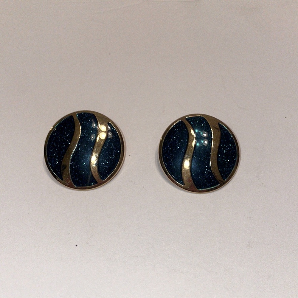Blue metallic enamel earrings